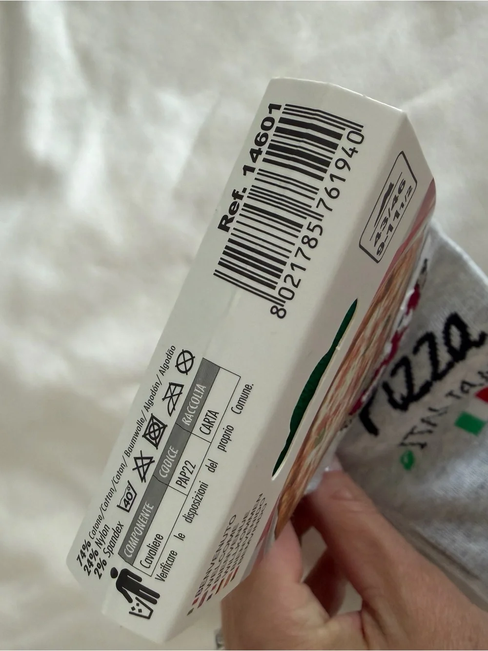 Italia Pizza Novelty Socks - Gray with Red & Green Accents